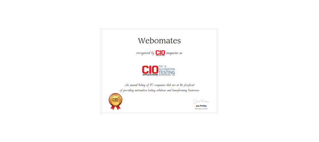 Webomates: Top 10 Automation Testing Solutions Providers 2019
